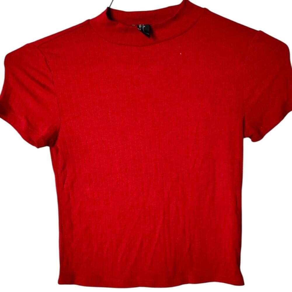 Forever 21 Women's Vibrant Red Short Sleeve Crop Top Sz S - Picture 4 of 7